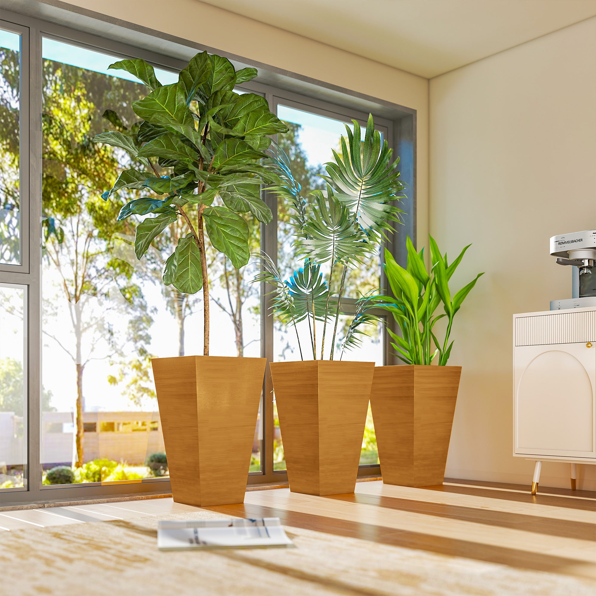 Set of 3 Tall Planters, 28" Outdoor Planter