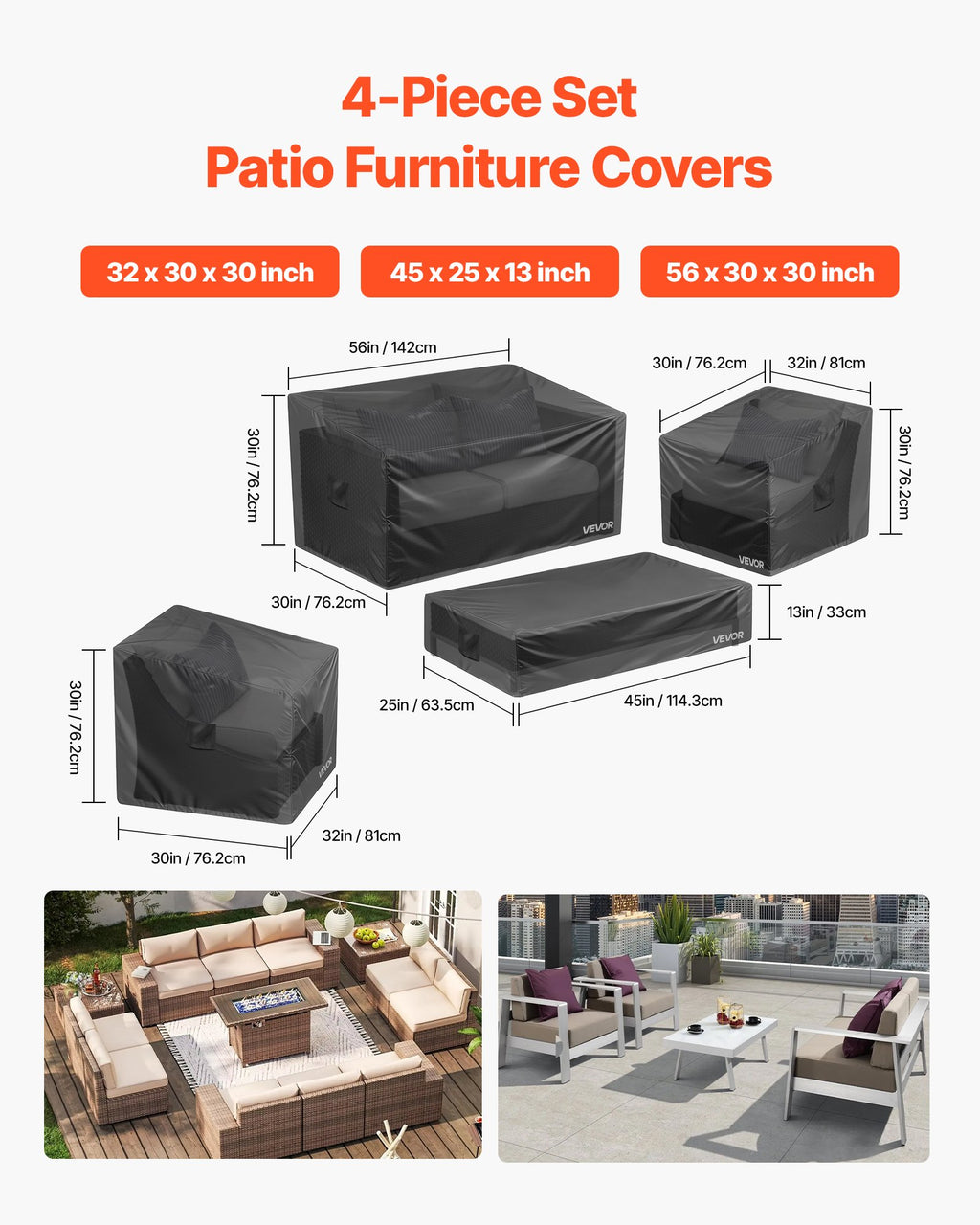 Patio Outdoor Furniture Cover 4-Piece Set