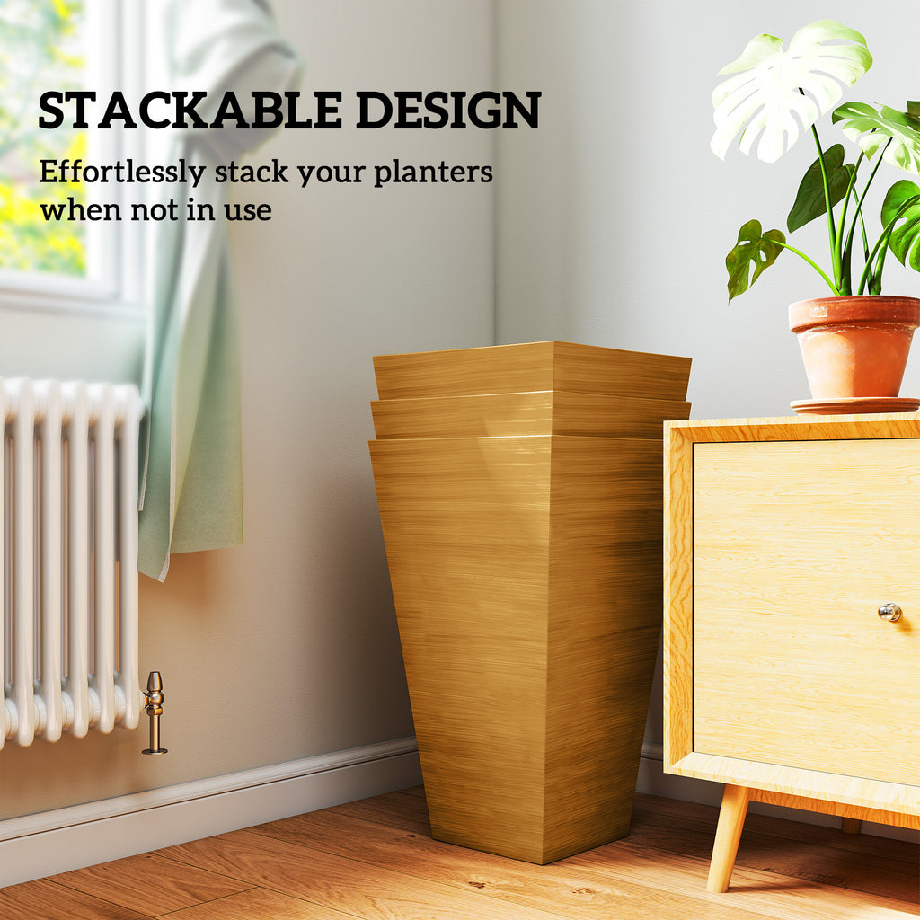 Set of 3 Tall Planters, 28" Outdoor Planter