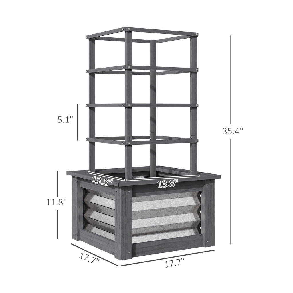 Wooden Raised Garden Bed with Trellis