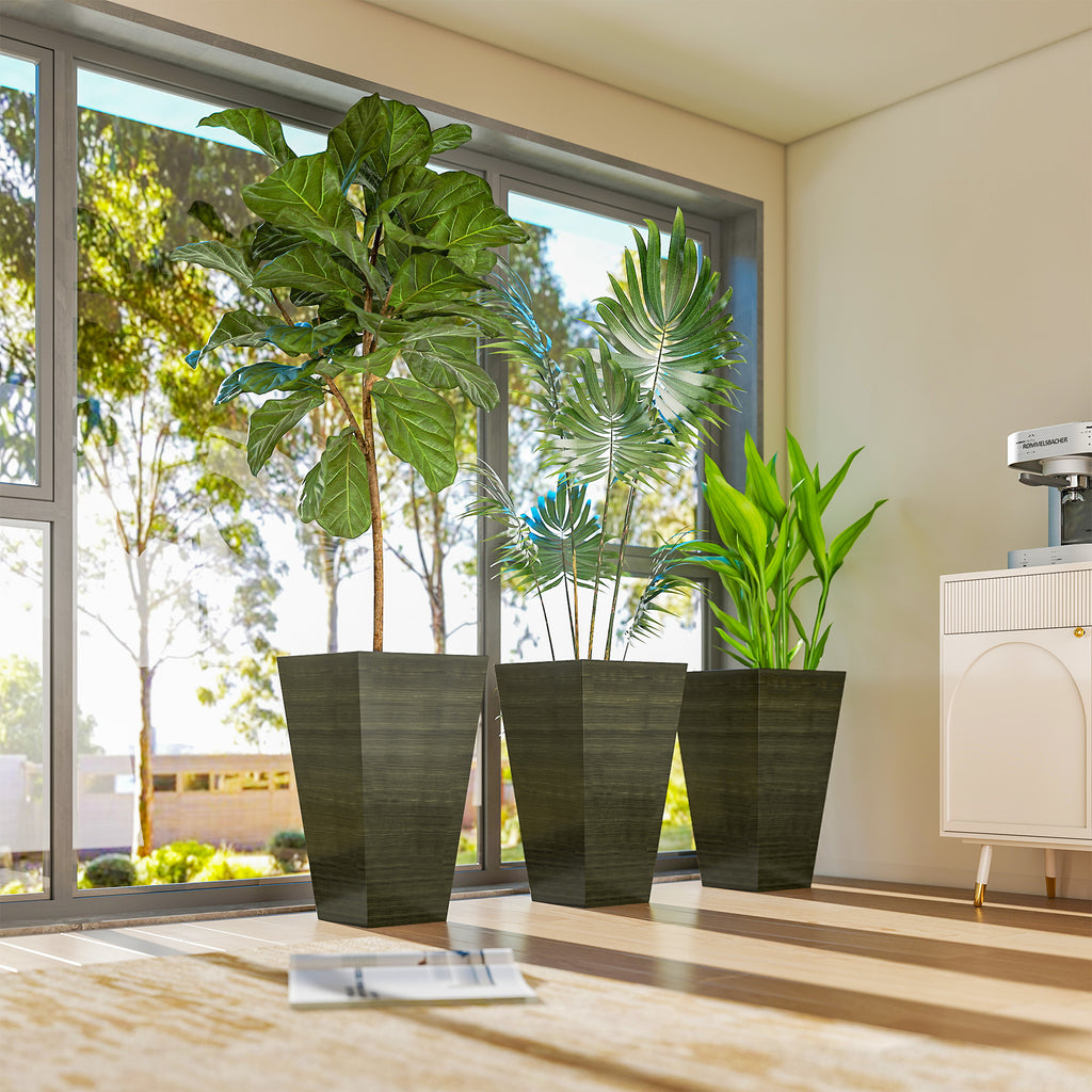 Set of 3 Tall Planters, 28" Outdoor Planter