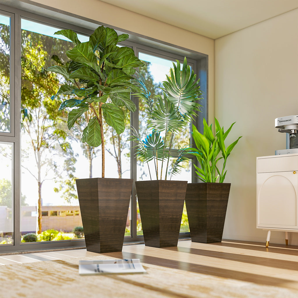 Set of 3 Tall Planters, 28" Outdoor Planter