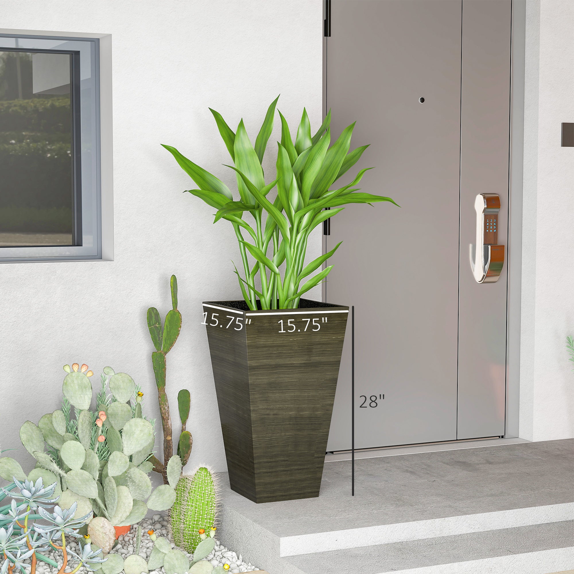 Set of 3 Tall Planters, 28" Outdoor Planter