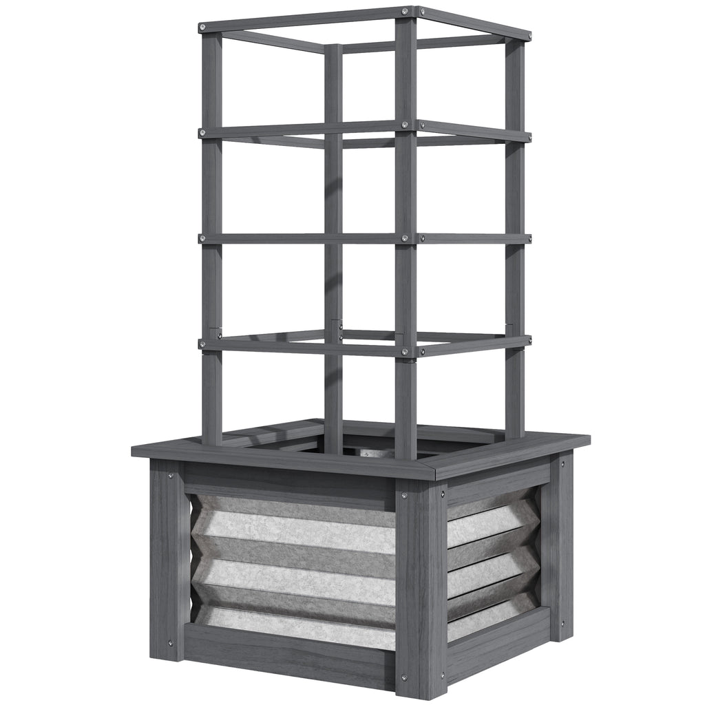 Wooden Raised Garden Bed with Trellis