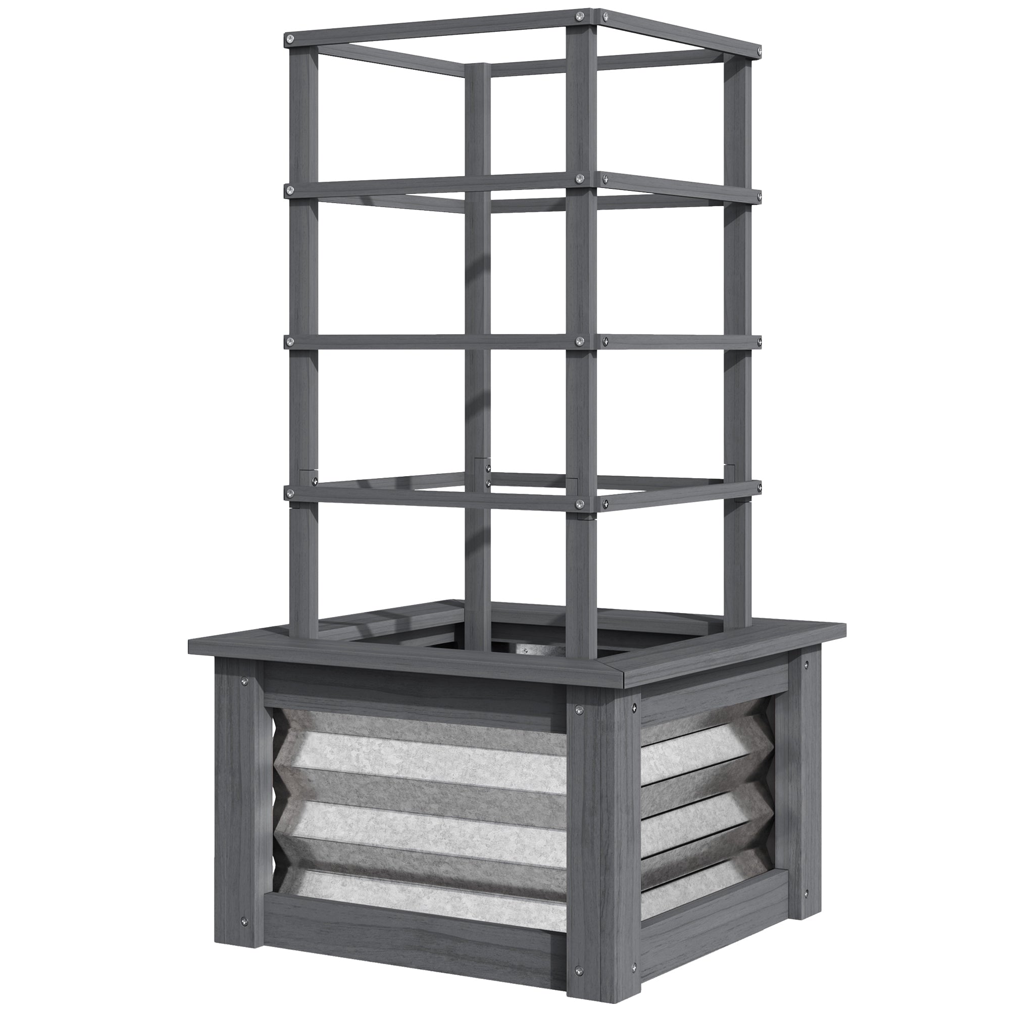 Wooden Raised Garden Bed with Trellis