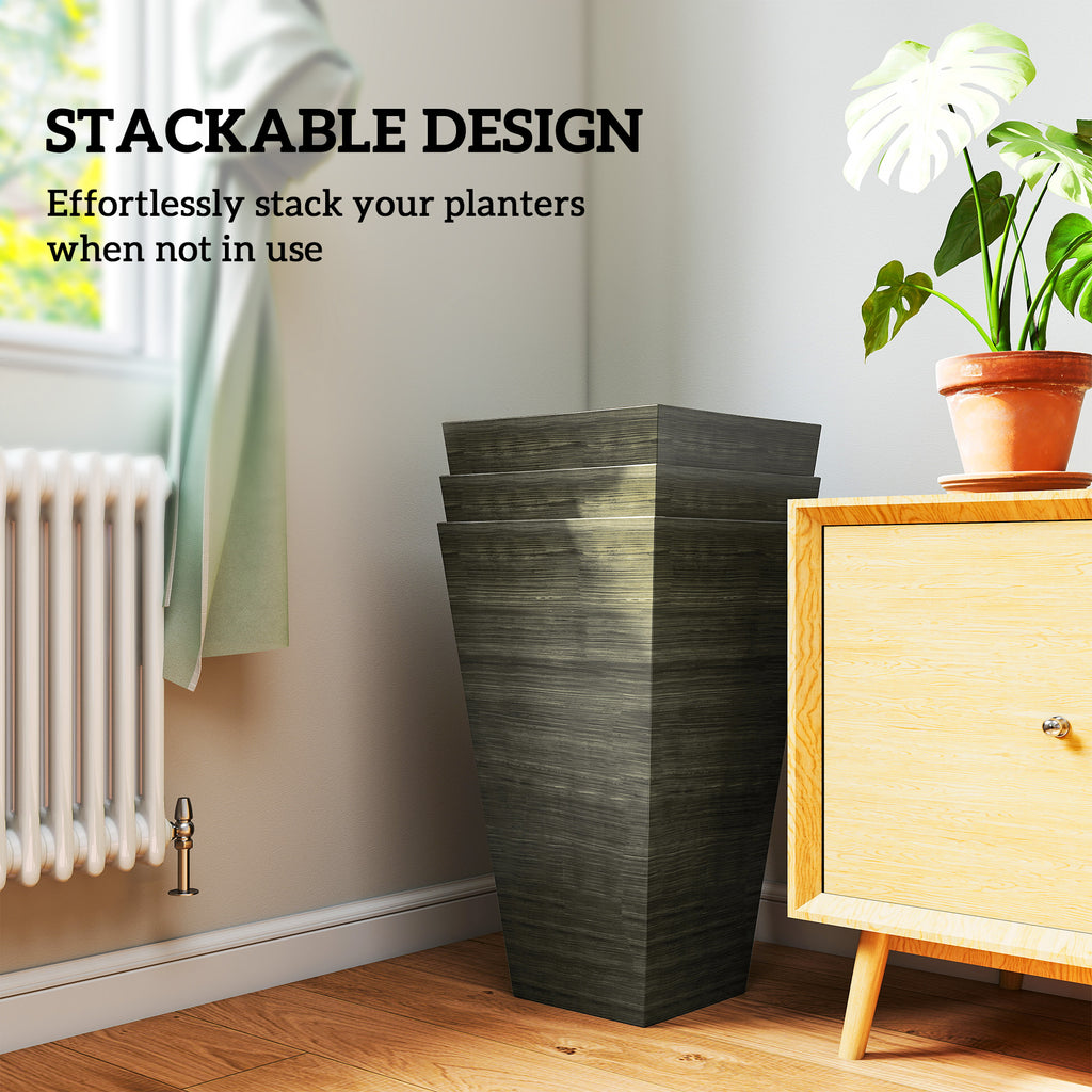 Set of 3 Tall Planters, 28" Outdoor Planter