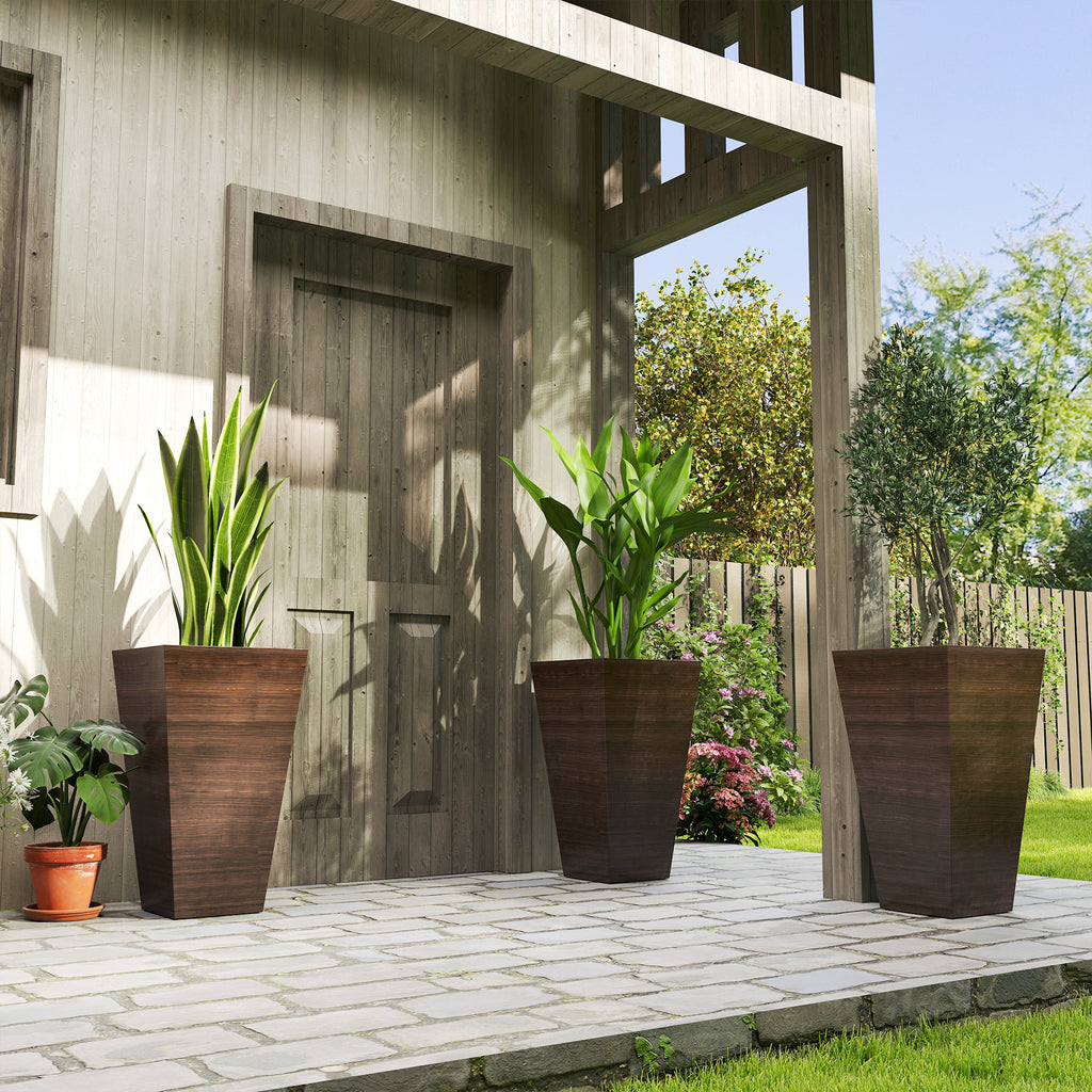 Set of 3 Tall Planters, 28" Outdoor Planter